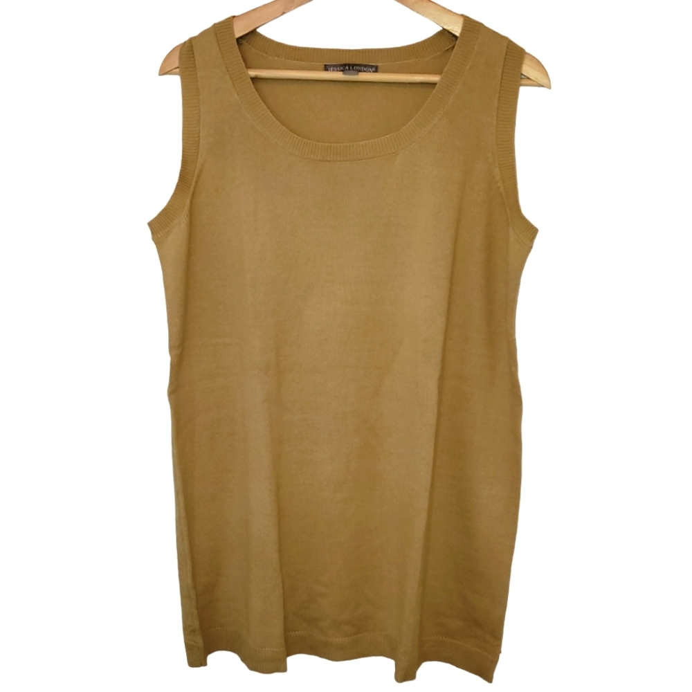 Jessica London Tan Sleeveless Sweater Size 12